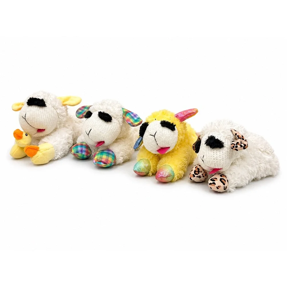 Lamb Chop Dog Toy Set 4 Pack Rainbow Leopard Duck Iridescent